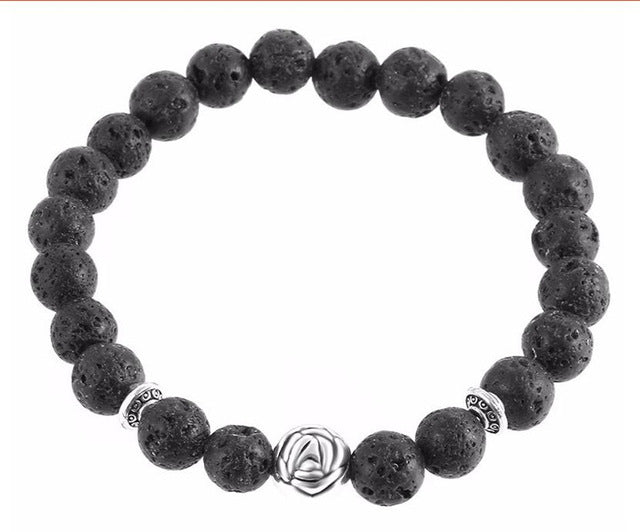XINYAO 2017 Natural Stone Imitation Turquoises Black Lava Beads Bracelets Fashion Rose Stretch Yoga Bracelet For Women F6074
