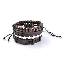 H:HYDE Punk Genuine Wrap Leather Bracelets Men Women Onyx Lava Hematite Jewelry Accessories Wholesale DIY Stone Beads Bangles