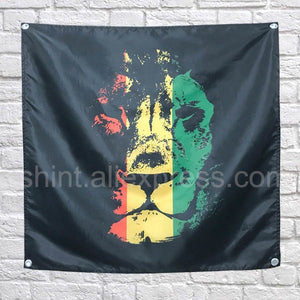 Bob Marley Flag Banner Polyester 120* 120cm Hang on the wall 4 grommets Custom Flag indoor reggae rasta lion