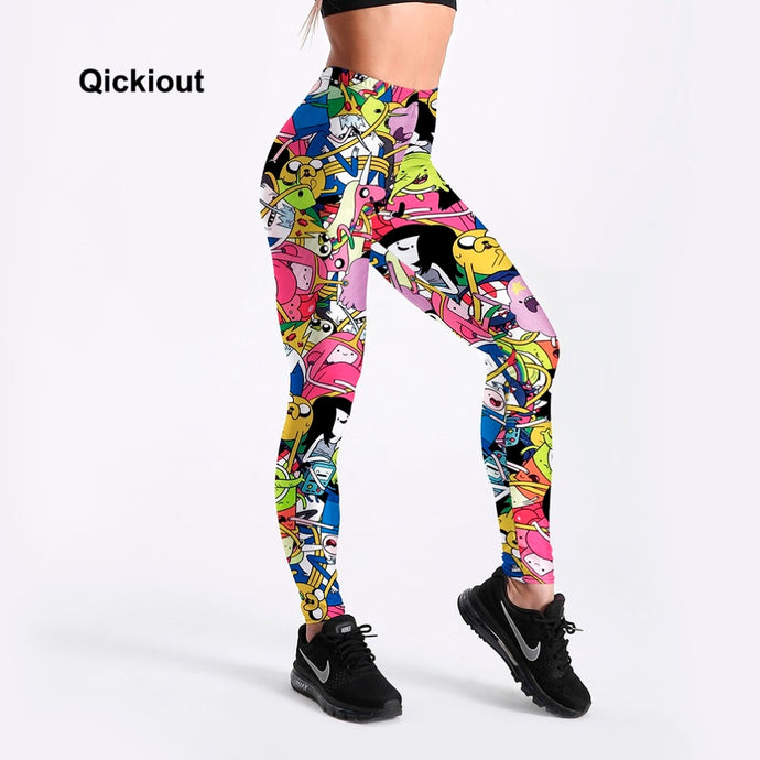 Qickitout Leggings Fitness & body building Pants women workout leggings adventure time cartoon Styles Printed big size leggings