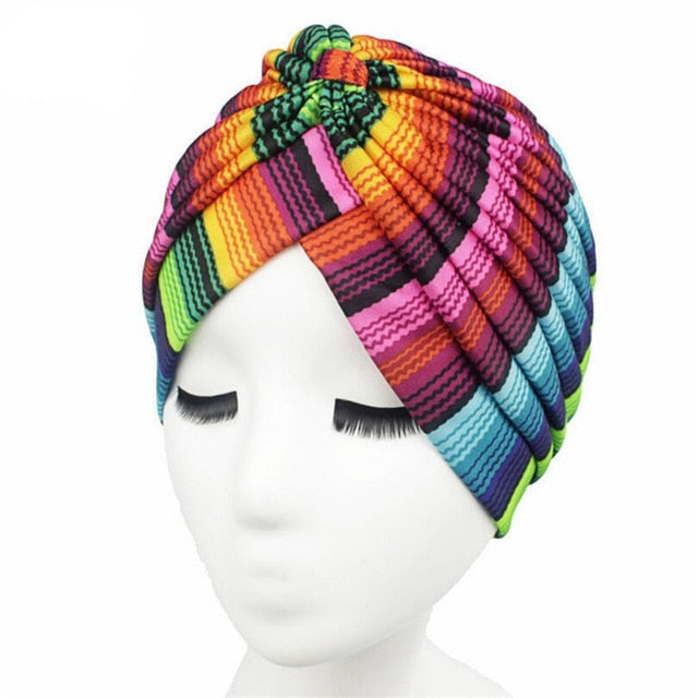 VISNXGI 2018 Unisex High Quality Women's New Fashion Dot Rasta Turban Indian Style Head Cap Hat Hair Cover Various Print Design