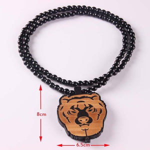 Free shipping Crown lion Pendant Good Wood Hip-Hop Wooden Fashion Rosary Necklace Wholesale more styles rock necklace