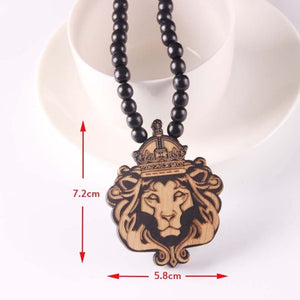 Free shipping Crown lion Pendant Good Wood Hip-Hop Wooden Fashion Rosary Necklace Wholesale more styles rock necklace
