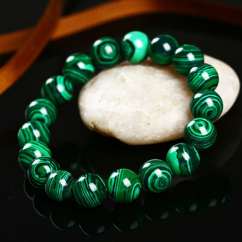 Higth Quality Fashion Green Malachite Men Bracelets&Bangle for Women Crystal Charm Bracelet Buddhist beads Birthday Gift