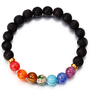 NS34 Newst 7 Chakra Bracelet Men Black Lava Healing Balance Beads Reiki Buddha Prayer Natural Stone Yoga Bracelet For Women 2018