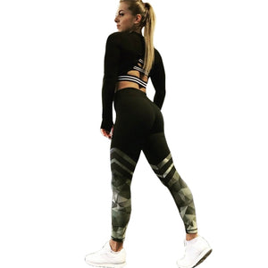 2018 Camouflage Patchwork New Women Leggings  High Elastic Workout Leggings Fitness Thick Legging Sporting Pants