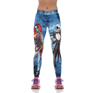 NADANBAO Halloween Jack Skellington Leggings Women The Nightmare Before Christmas Plus Size Pants Digital Print Fitness Leggins