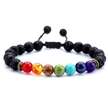Classic Chakra 8mm Lava Stone Beads 7 Color Chain Bracelets for Women Men Elastic Rope Yoga Fashion A Bracelet Friendship
