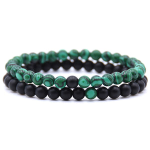 HONEYYIYI 2pcs/set Natural Stone Mixing beads Bracelet men Bracelets & Bangles Jewelry men gifts pulseras