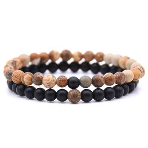 HONEYYIYI 2pcs/set Natural Stone Mixing beads Bracelet men Bracelets & Bangles Jewelry men gifts pulseras