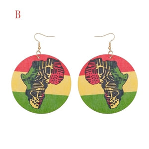 YULUCH African Popular Jewelry Accessories Handmade Wooden Painted Map Lion Maple Leaf Pendant for Ethnic Women Earrings Gifts