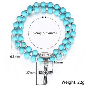 7mm Men's Black Wood Beads Beaded Bracelet Stainless Steel Faces Cross Charm OT Buckle Necklace Bracelet 20.25cm * 2 KDB45