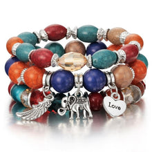 Natural Stone Beads Bracelets For Women Wing Tassel Charm Bracelets & Bangles Set Boho Vintage Jewelry pulseras mujer moda 2019