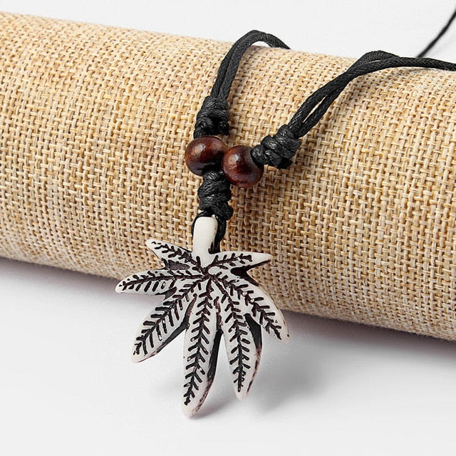 12pcs White/Dark-Brown/Rasta Style Choice Color Pot Leaf Weed Leaf Necklaces