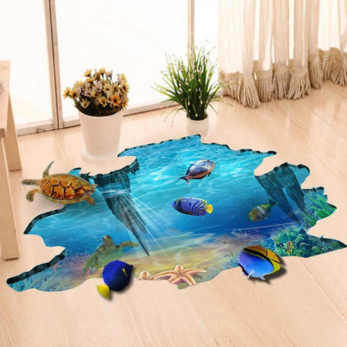 3D Galaxy Underwater World Wall Stickers for Ceiling Roof Window Sticker Mural Decoration Personality Waterproof Floor Sticker