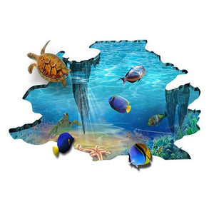 3D Galaxy Underwater World Wall Stickers for Ceiling Roof Window Sticker Mural Decoration Personality Waterproof Floor Sticker