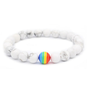 Rainbow Bead Bracelet Pride Stone Strand Couple Bracelets Male Female LGBT Handmade Jewelry MBR180167