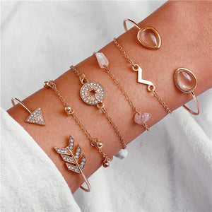 17KM Vintage Turtle Heart Map Charm Bracelets Set For Women Stone Beads Infinite Strand Bracelets & Bangles Boho Fashion Jewelry