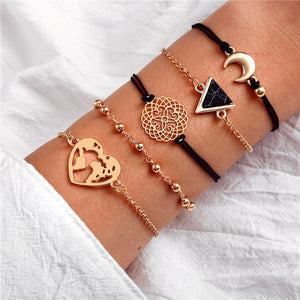 17KM Vintage Turtle Heart Map Charm Bracelets Set For Women Stone Beads Infinite Strand Bracelets & Bangles Boho Fashion Jewelry